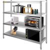 VEVOR Stainless Steel Shelving 60x18.5 Inch 4 Tier Adjustable Shelf Storage Unit Stainless Steel Heavy Duty Shelving for Kitchen Commercial Office Gar