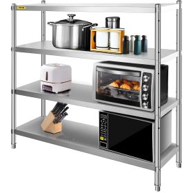 VEVOR Stainless Steel Shelving 60x18.5 Inch 4 Tier Adjustable Shelf Storage Unit Stainless Steel Heavy Duty Shelving for Kitchen Commercial Office Gar