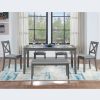 6 Piece Kitchen Dining Set, Rectangular Wooden Dining Table with 4 Upholstered Chairs and a Bench, Dining Table Set for 6 People, Living Room