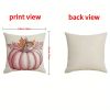 4Pcs Pillow Covers 18x18In Pink Pumpkin Maple Leaf Throw Cushion Cover Happy Fall Pillow Cushion Case for Thanksgiving Sofa Couch Bedroom Home Office