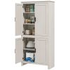 HOMCOM 64" 4-Door Kitchen Pantry, Freestanding Storage Cabinet with 3 Adjustable Shelves for Kitchen, Antique White