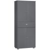 HOMCOM 71 Freestanding Kitchen Pantry Cabinet Grey Large Storage 2 Double Door Cabinets 1 Drawer