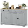 HOMCOM Modern Sideboard, Buffet Cabinet with Storage Drawers, Adjustable Shelves for Living Room, Dining Room, Entryway, Gray