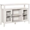 HOMCOM Retro Sideboard Buffet Cabinet with Storage Shelves, 2 Framed Glass Doors and Anti-Topple, White