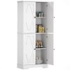 HOMCOM 71" White Farmhouse Kitchen Pantry Freestanding 4 Door Storage Cabinet Adjustable Shelves
