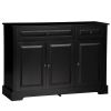 HOMCOM Modern Black Sideboard Buffet with Cupboards Drawers Shelves for Living Room Kitchen Storage