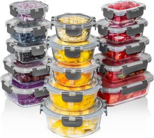 30 PC Glass Food Storage Containers with Lids - Reusable Glass Meal Prep Containers for Lunch & Leftovers - Airtight & Leakproof Snap Locking Lids - O