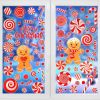 9 Sheets Red Gingerbread Man Window Clings Merry Christmas Party Window Decoration Red Peppermint Candy Lollipop Cane Gingerbread Pattern Window Decal