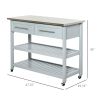HOMCOM Utility Trolley Cart, Gray, with Stainless Steel Top, 2 Drawers, Rolling Kitchen Island