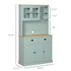 HOMCOM 71" Freestanding Kitchen Pantry Modern Storage Cabinet Microwave Stand with Drawers Glass Doors Adjustable Shelves Home Solutions