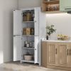 HOMCOM 72" Kitchen Pantry Cabinet Freestanding 4-Door Organizer with Adjustable Shelves White