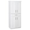 HOMCOM Modern Kitchen Pantry Cabinet Storage with with 4 Doors, Drawer and 3 Adjustable Shelves for Dining Room, White|