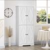 HOMCOM 71" White Farmhouse Kitchen Pantry Freestanding 4 Door Storage Cabinet Adjustable Shelves
