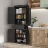 HOMCOM Kitchen Pantry Cabinet 72" Tall Storage Freestanding Cupboard Black Drawer Doors Shelves