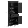 HOMCOM Kitchen Pantry Cabinet 72" Tall Storage Freestanding Cupboard Black Drawer Doors Shelves