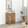 HOMCOM Sideboard Buffet Cabinet Brown Kitchen Coffee Bar Storage with Solid Wood Top Adjustable Shelf 2 Drawers for Living Room