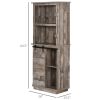 HOMCOM 64.5" Freestanding Kitchen Buffet Hutch, Rustic Pantry Storage Cabinet with Sliding Barn Door & Adjustable Shelf, Vintage Wood