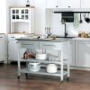 HOMCOM Utility Trolley Cart, Gray, with Stainless Steel Top, 2 Drawers, Rolling Kitchen Island