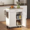 HOMCOM Kitchen Island Cart Rolling Trolley Cart with Drawer, Storage Cabinet & Towel Rack, White