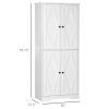 HOMCOM 71" White Farmhouse Kitchen Pantry Freestanding 4 Door Storage Cabinet Adjustable Shelves