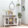 HOMCOM Retro Sideboard Buffet Cabinet with Storage Shelves, 2 Framed Glass Doors and Anti-Topple, White