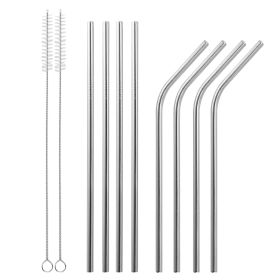 10Pcs 8.5in Stainless Steel Drinking Straws Reusable Metal Drinking Straws for 20oz Tumbler (Option: SLV)