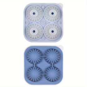 1pc Fairy Ball Ice Tray Ice Ball Mold Whiskey Silicone Ice Box Silicone Ice Tray Ice Ball With Funnel Integrated (Color: 4 Connected Cactus Ice Trays - Blue)