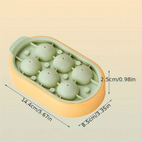 Ice Cube Mold Silicone With Lid Creative 6 Grids Round Ice Tray Ice Ball Ice Maker Homemade Ice Cube Box Refrigerator Ice Box (Color: Green)