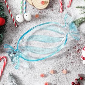 Christmas Candy Glass Plate, Christmas Theme Serving Tray for Holiday Desserts, Cookies & Candy Display, Festive Party Bowl (Color: Blue, size: large)