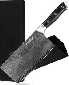 Kegani Meat Cleaver Knife 7 Inch - Damascus 73 Layers AUS-10 Steel Core Butcher Knife - G10 Handle Chinese Knife With Gift Box & Sheath (Color: Silver Knight Series, size: Chef knife)